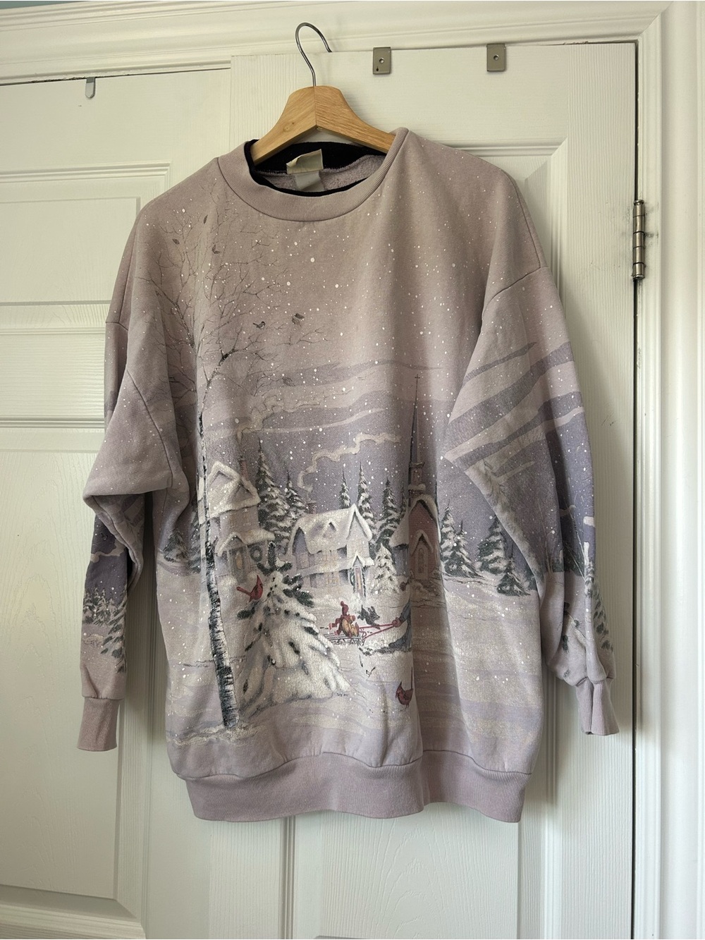 Lavender Winter Scene Crewneck Sweater